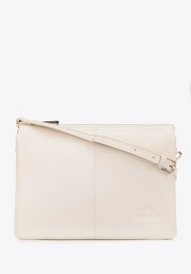 Klasyczna listonoszka skórzana z przeszyciem pośrodku kremowa Wittchen