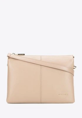 Klasyczna listonoszka ze skóry naturalnej dwukomorowa beżowa Wittchen