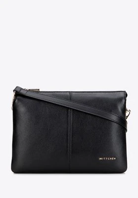 Klasyczna listonoszka ze skóry naturalnej dwukomorowa czarno - złota Wittchen