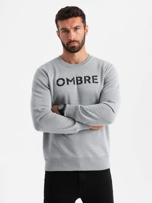 Zdjęcie produktu Klasyczna męska dresowa bluza z napisem – szary melanż V1 OM-SSPS-0181 Ombre Clothing