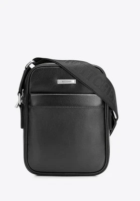 Klasyczna męska listonoszka ze skóry naturalnej czarno - srebrna Wittchen