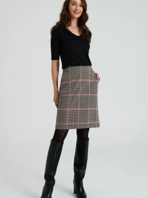 Klasyczna spódnica z domieszką wiskozy, nadruk w kratę Greenpoint