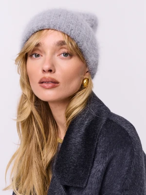 Klasyczna szara czapka ze ściągaczem z angorą TARANKO