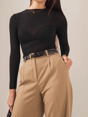 Klasyczne beżowe spodnie wide leg Gloria Beige LAÏF