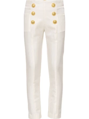 Klasyczne białe spodnie z wysokim stanem Balmain
