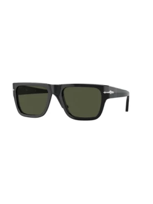 Klasyczne czarne okulary przeciwsłoneczne z zielonymi soczewkami Persol