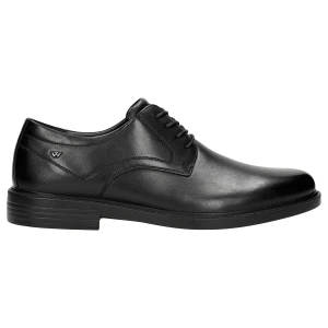 Czarne wizytowe półbuty męskie ze skóry licowej 10175-51 Wojas