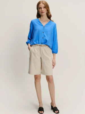 Klasyczne kremowe szorty z wąskim paskiem Greenpoint