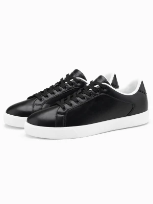 Klasyczne męskie buty sneakersy z wysoką podeszwą – czarne V1 - Rozmiar: 46 Ombre Clothing