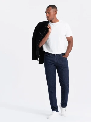 Klasyczne męskie jeansowe spodnie REGULAR FIT – indygo V1 - Rozmiar: M Ombre Clothing