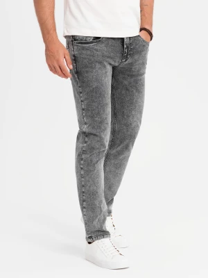 Klasyczne męskie przecierane jeansy REGULAR FIT – szare V4 - Rozmiar: XXL Ombre Clothing