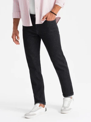 Klasyczne męskie spodnie jeansowe REGULAR FIT – czarne V2 - Rozmiar: M Ombre Clothing