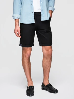 Klasyczne męskie szorty chino z podwiniętą nogawką - czarne V9 - Rozmiar: XXL Ombre Clothing