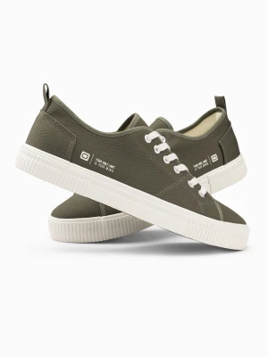 Klasyczne męskie trampki niskie BASIC - oliwkowe V3 Ombre Clothing
