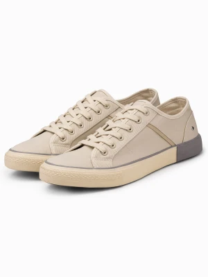 Klasyczne męskie trampki z nitami - kremowe V2 Ombre Clothing