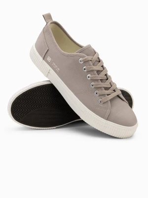 Klasyczne niskie trampki męskie BASIC - popielate V1 Ombre Clothing