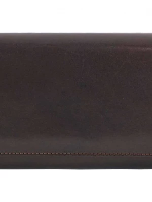 Klasyczne portfele skórzane damskie - Barberini's - Brązowy ciemny Merg