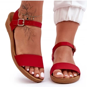 Klasyczne Sandały Na Niskim Koturnie Czerwone Arya Inna marka