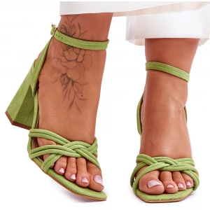 Klasyczne Zamszowe Sandały Na Słupku Zielone Bernett Inna marka