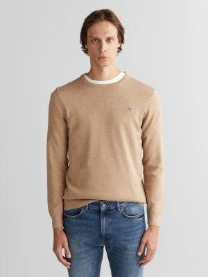 Klasyczny bawełniany sweter z okrągłym dekoltem GANT