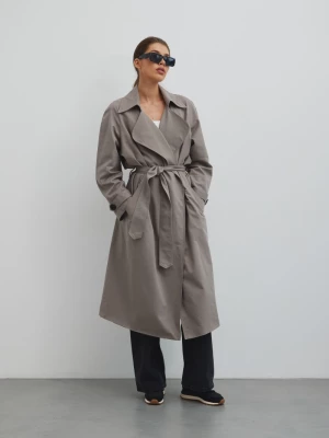 Klasyczny bawełniany trencz w kolorze LIGHT KHAKI - VENICE-S/M Marsala