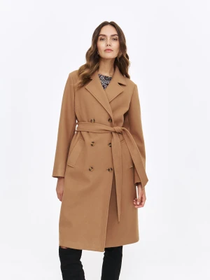 Klasyczny beżowy płaszcz dwurzędowy Top Secret