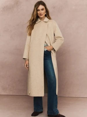 Klasyczny beżowy płaszcz typu double face TARANKO