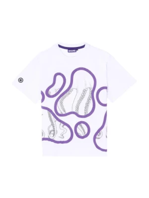 Klasyczny Biały T-shirt z Bawełny Octopus