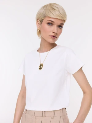 Klasyczny biały T-shirt z bawełny pima TARANKO
