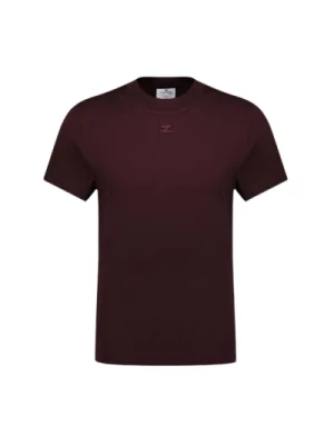 Klasyczny Burgundowy T-Shirt z Bawełny Courrèges
