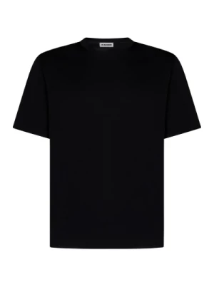 Klasyczny Czarny Bawełniany T-Shirt dla Mężczyzn Jil Sander