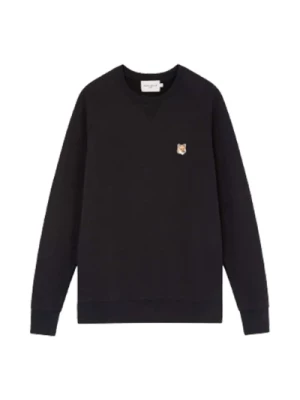Klasyczny Czarny Sweter z Logo Fox Head Maison Kitsuné