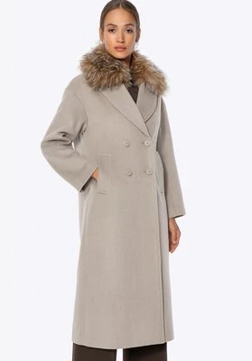 Klasyczny damski płaszcz z wełny beżowy Wittchen