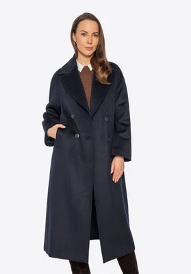 Klasyczny damski płaszcz z wełny granatowy Wittchen