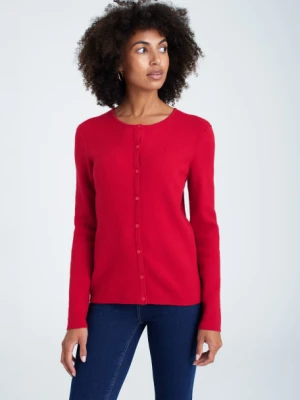 Klasyczny kardigan z okrągłym dekoltem, intensywna czerwień Greenpoint