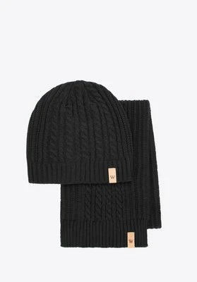 Klasyczny komplet zimowy z ozdobnym splotem czarny Wittchen