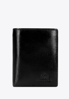 Klasyczny męski portfel ze skóry naturalnej z logo czarny Wittchen