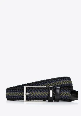 Klasyczny pasek męski materiałowy czarno - zielony Wittchen