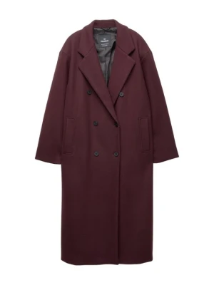 Klasyczny płaszcz PULL&BEAR ciemnoczerwony