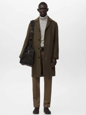 Klasyczny płaszcz z mieszanki wełny brązowy - Mężczyzna - - MANGO MAN