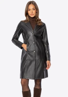 Klasyczny płaszcz ze skóry naturalnej owczej ciemny brąz Wittchen