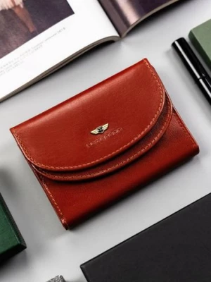 Klasyczny, skórzany portfel damski na zatrzask — Peterson brązowy