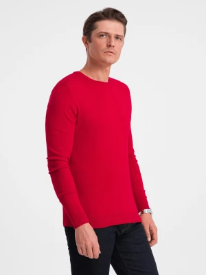 Klasyczny sweter męski z okrągłym dekoltem - czerwony V5 OM-SWBS-0106
 -                                    L