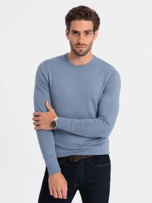 Klasyczny sweter męski z okrągłym dekoltem - jasnoniebieski V10 OM-SWBS-0106
 -                                    M