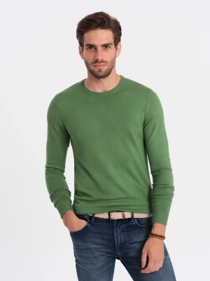 Klasyczny sweter męski z okrągłym dekoltem - zielony V13 OM-SWBS-0106
 -                                    L