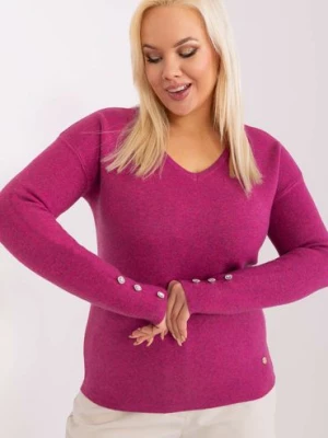 Klasyczny sweter plus size z wiskozy fioletowy