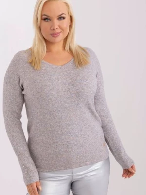 Klasyczny sweter plus size z wiskozy szary