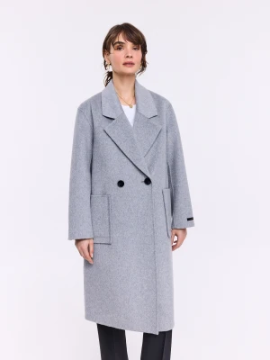 Klasyczny szary płaszcz z wełną i kaszmirem TARANKO
