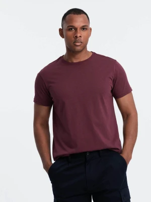 Zdjęcie produktu Klasyczny T-shirt męski bawełniany BASIC - bordowy V10 - Rozmiar: L Ombre Clothing