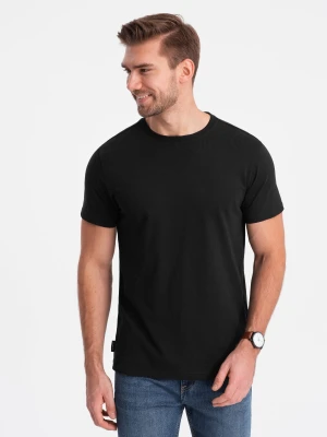 Klasyczny T-shirt męski bawełniany BASIC - czarny V1 Ombre Clothing